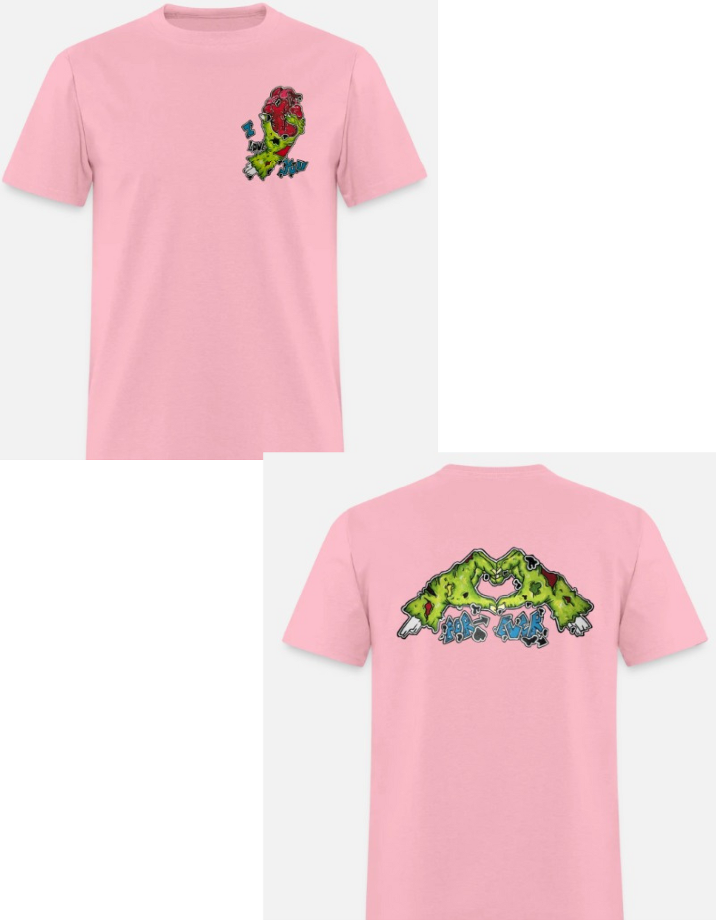 T-shirt combo main zombie coeur