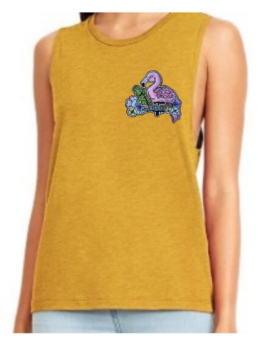 Camisole femme festival muscle flamant rose