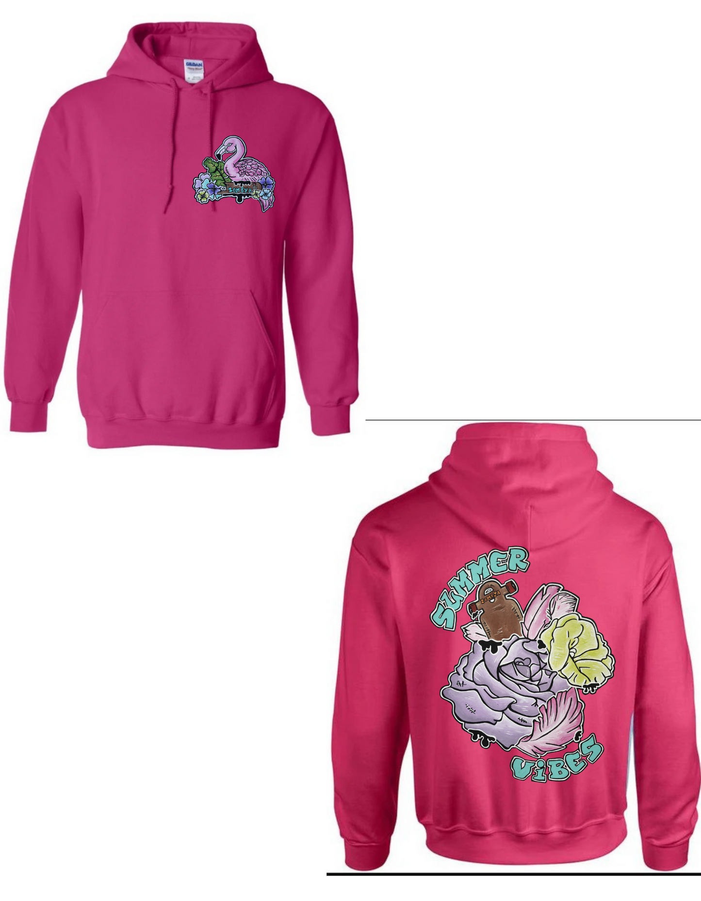 Hoodies combo flamant rose