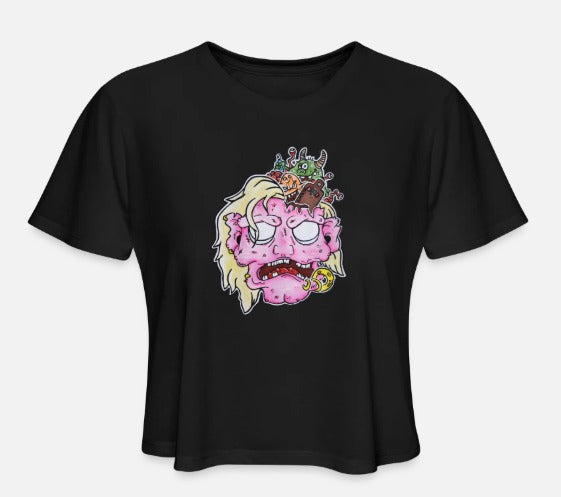 Crop top tête de zombie rose