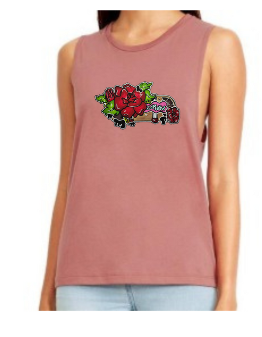 Camisole femme festival muscle Skate fleur