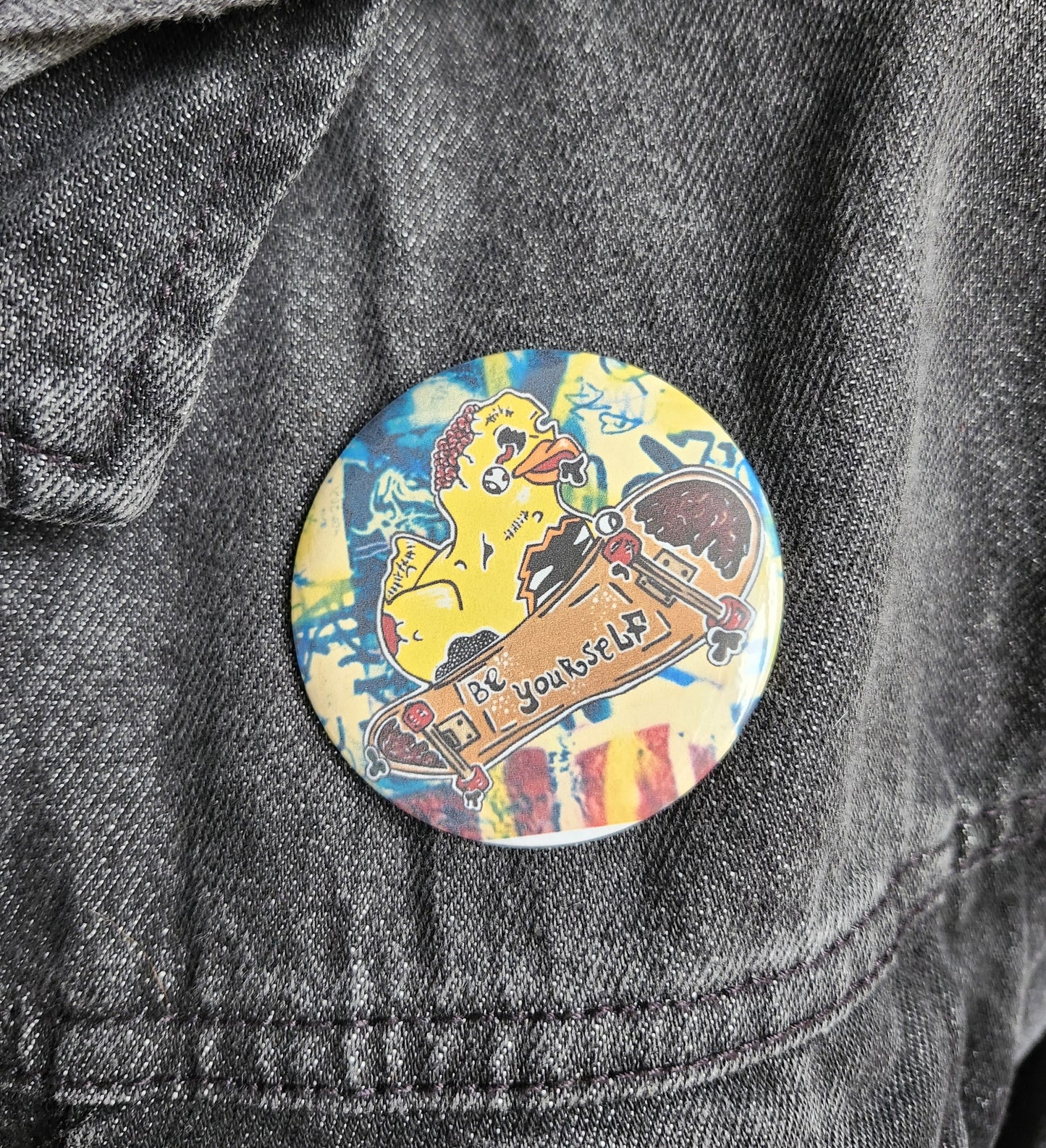 Macaron Canard zombie avec fond couleur