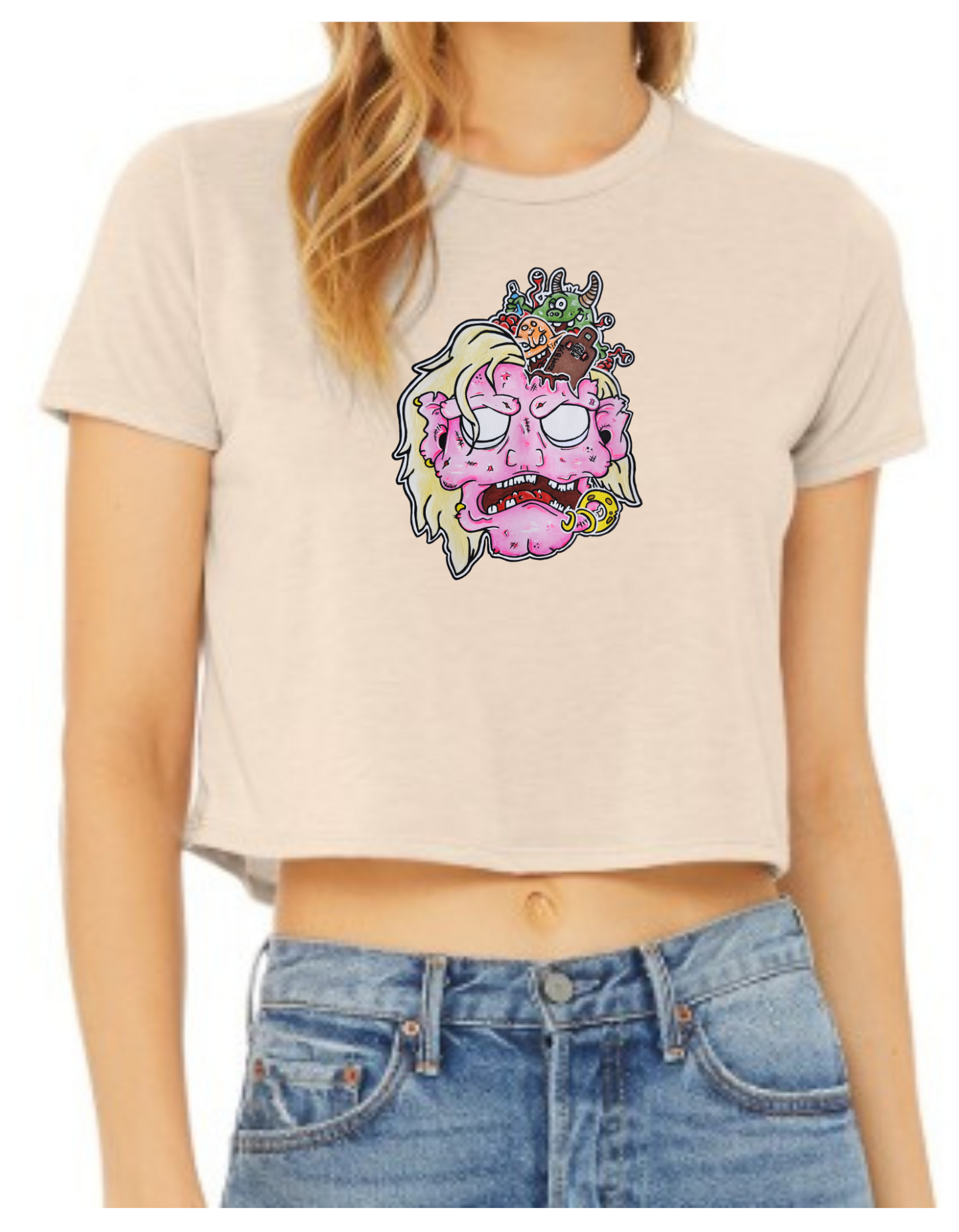 Crop top tête de zombie rose