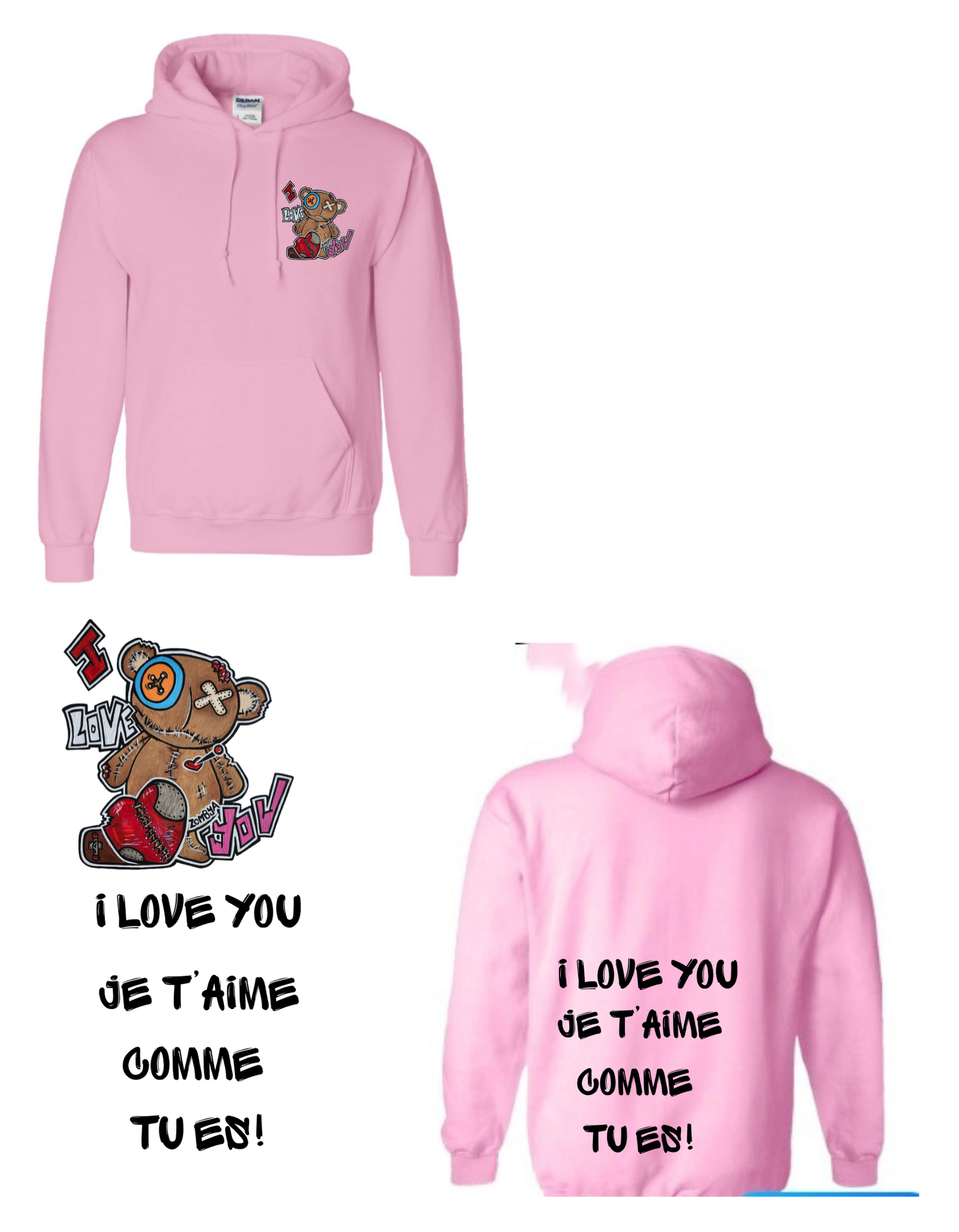 Gamme Positive Hoodies I love you