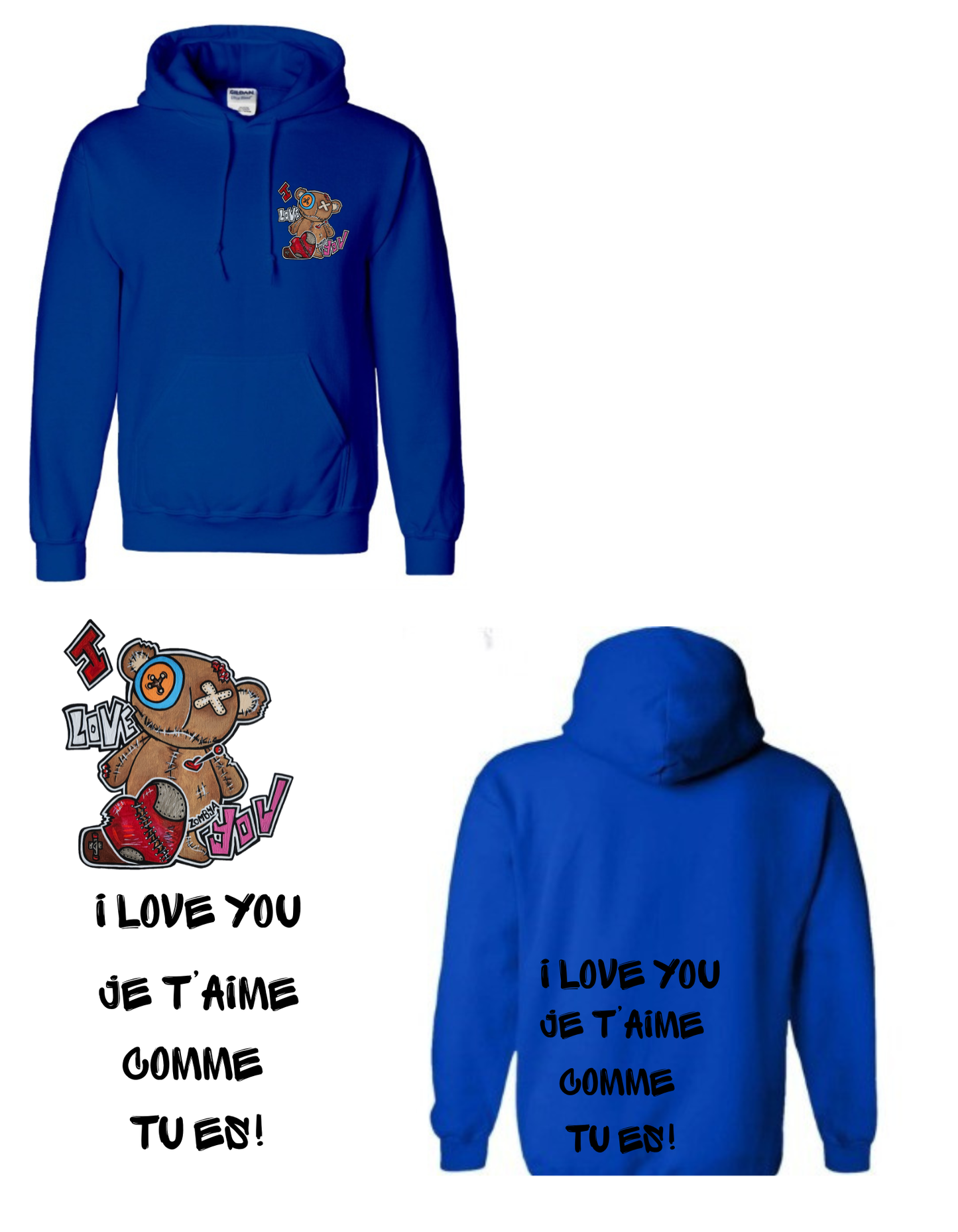 Gamme Positive Hoodies I love you