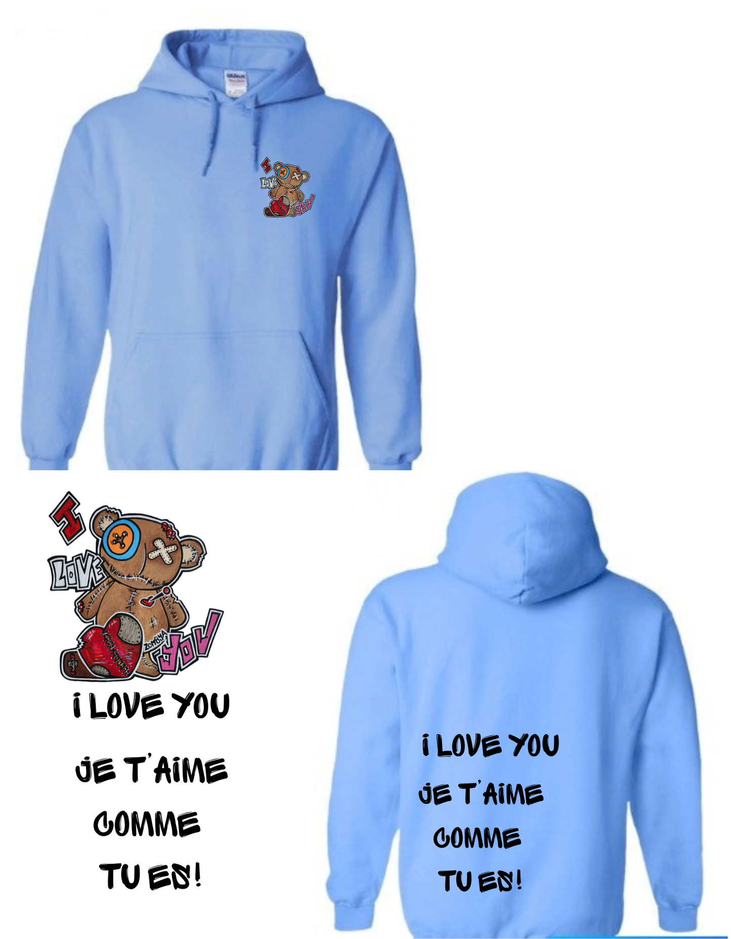 Gamme Positive Hoodies I love you