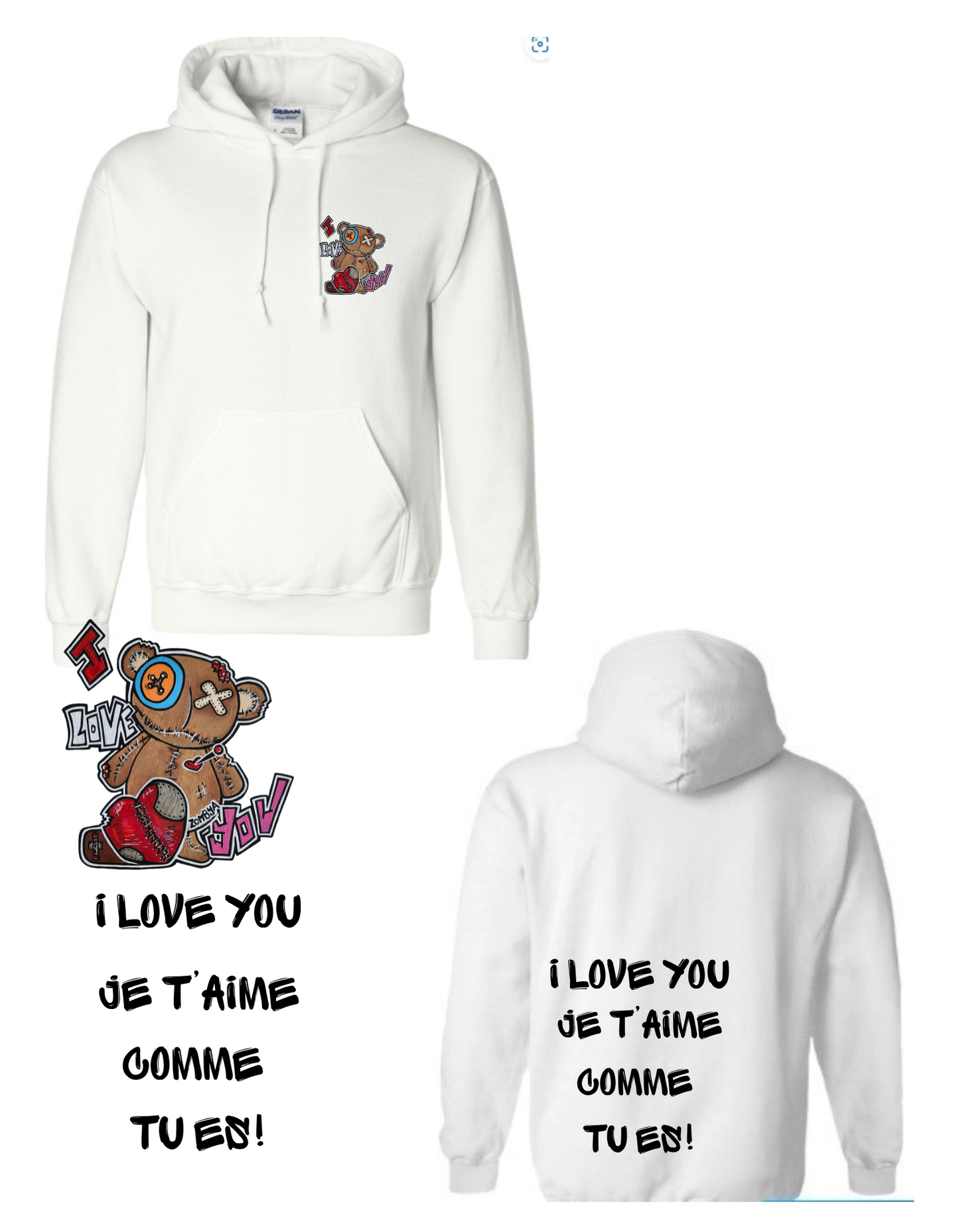 Gamme Positive Hoodies I love you