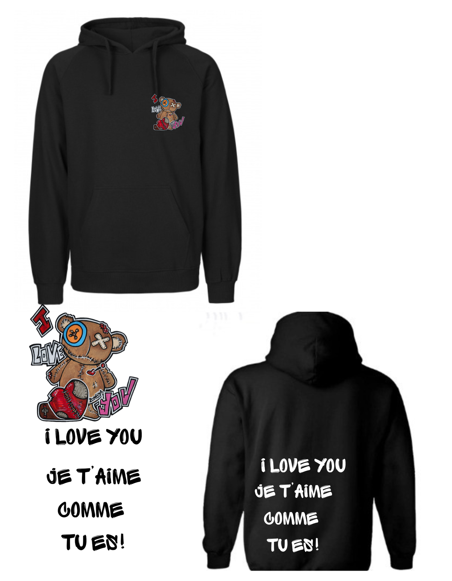 Gamme Positive Hoodies I love you