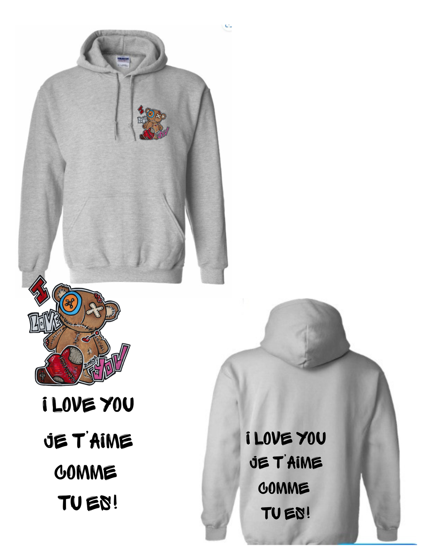 Gamme Positive Hoodies I love you