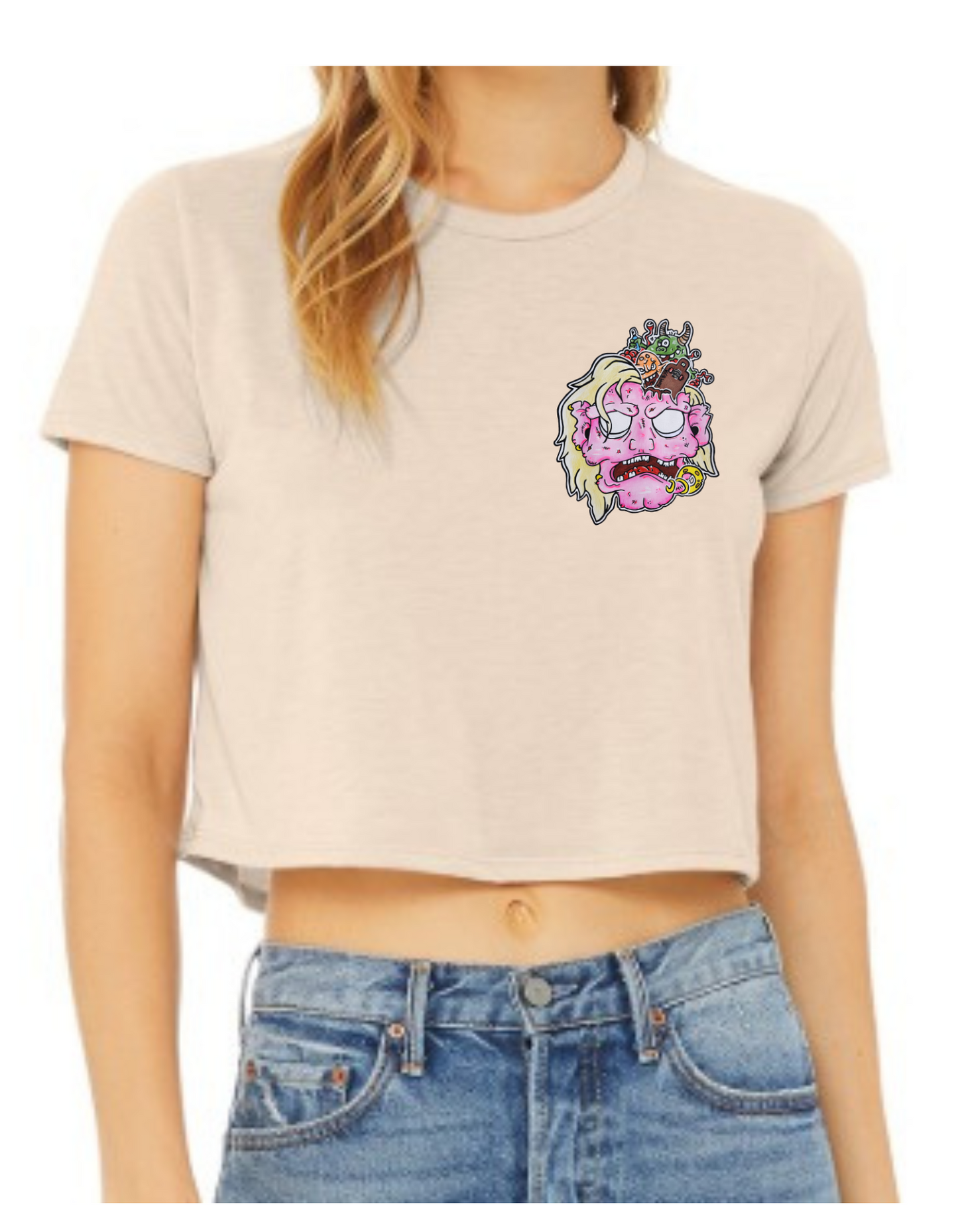 Crop top tête de zombie rose