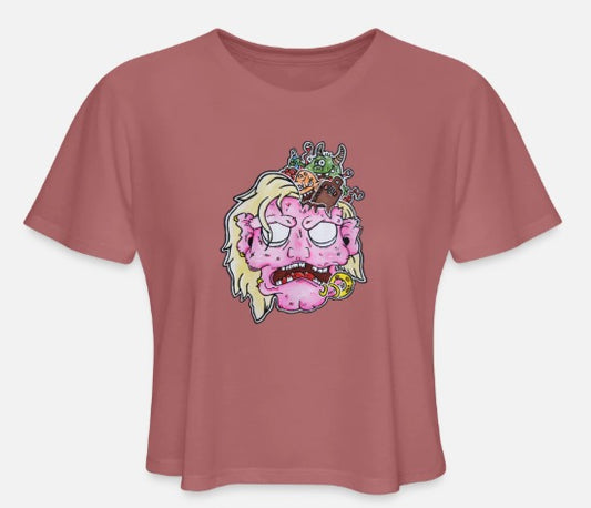 Crop top tête de zombie rose