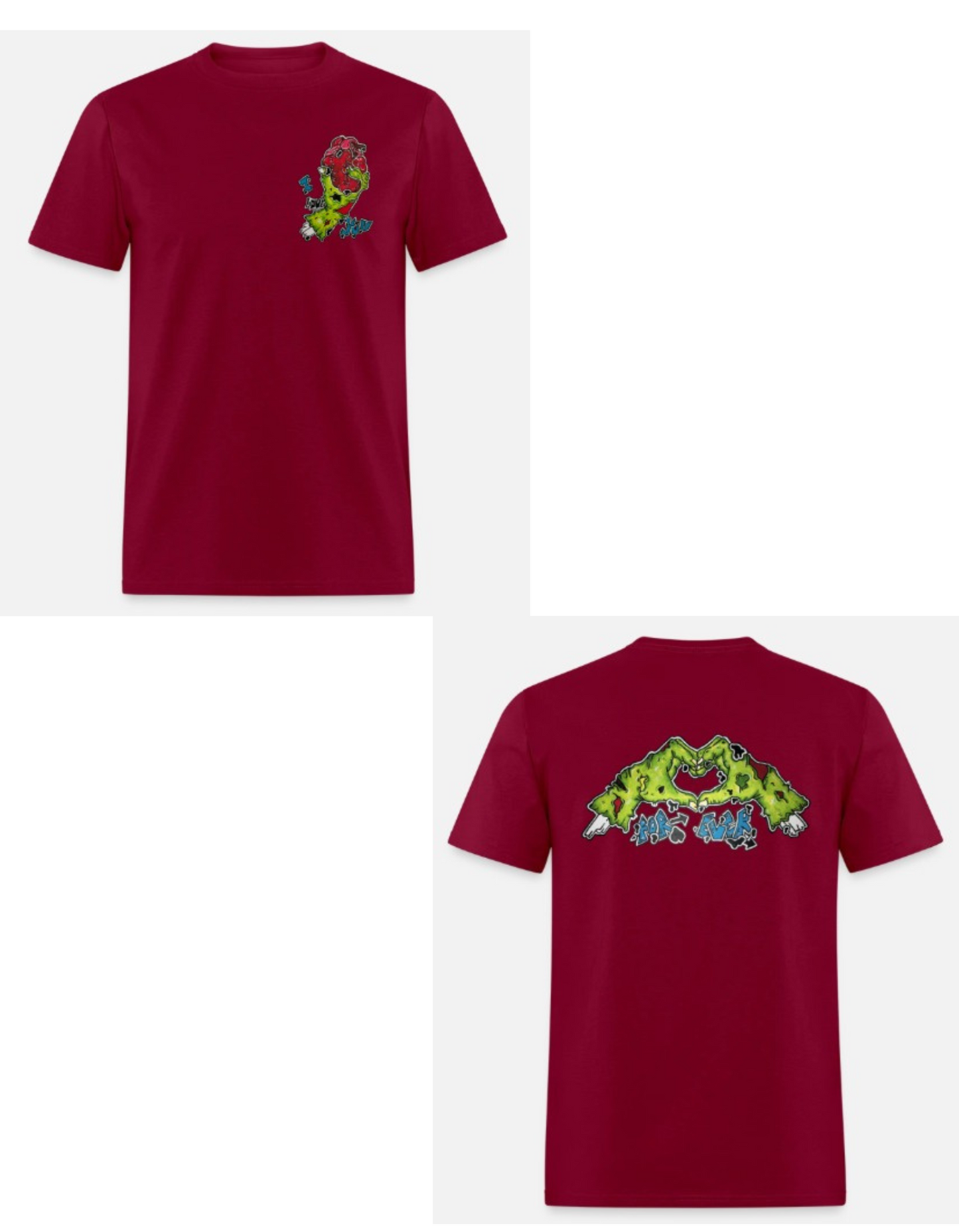 T-shirt combo main zombie coeur