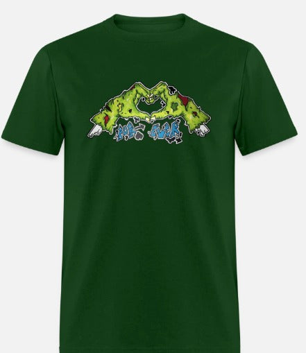 T-shirt main de zombie formant un coeur