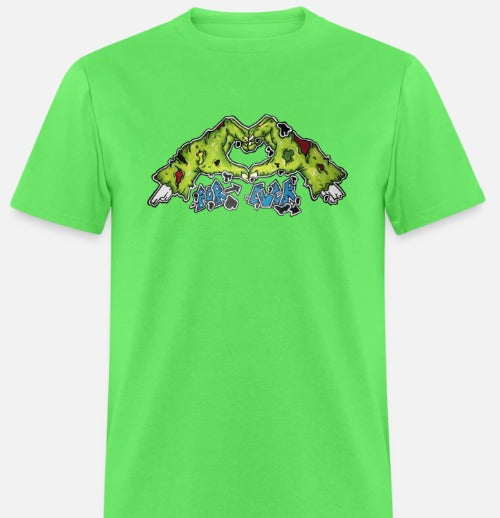 T-shirt main de zombie formant un coeur