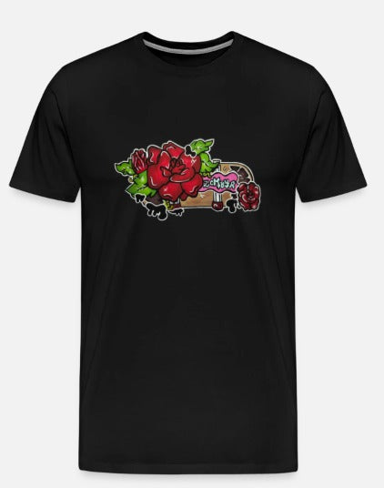T-shirt planche a roulette avec fleur