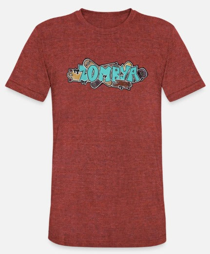 T-shirt zombya design planche a roulette