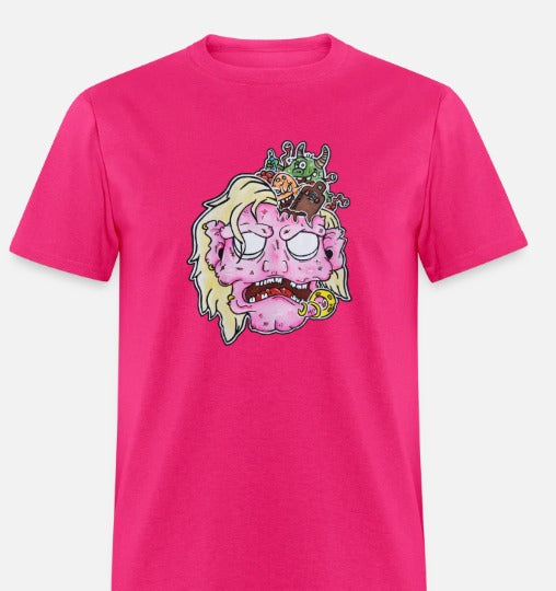 T-shirt tete de zombie rose