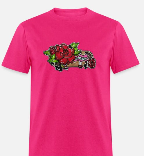 T-shirt planche a roulette avec fleur