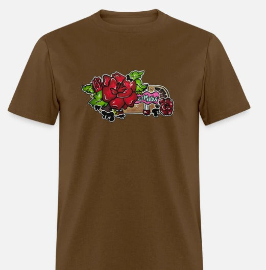 T-shirt planche a roulette avec fleur