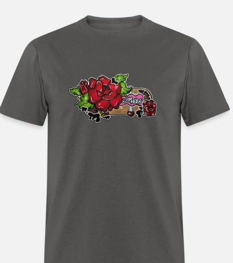 T-shirt planche a roulette avec fleur
