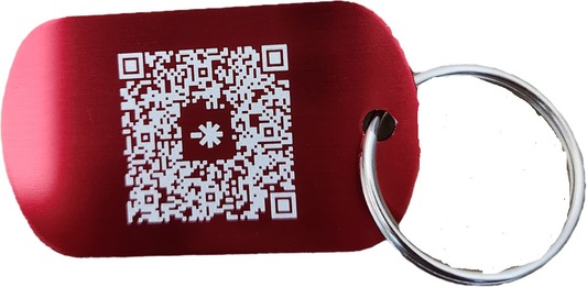 Porte clé rouge gravé (médaille métallique)