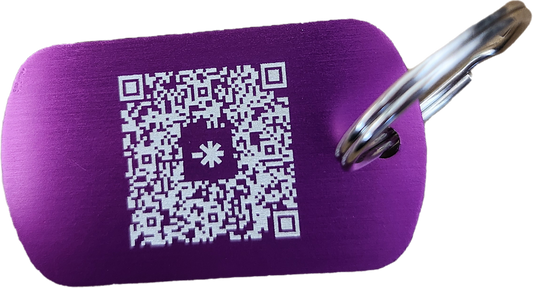 Porte clé mauve gravé (médaille métallique)