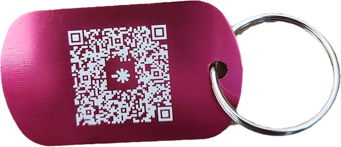 Porte clé rose gravé (médaille métallique)