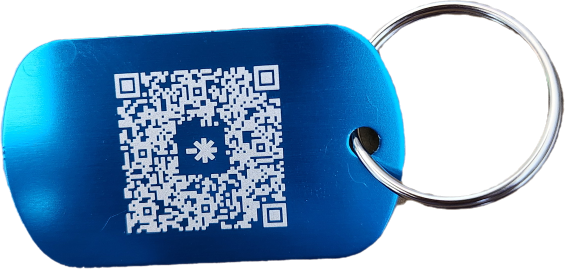 Porte clé bleu gravé (médaille métallique)
