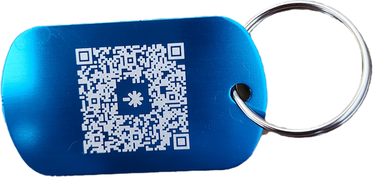 Porte clé bleu gravé (médaille métallique)