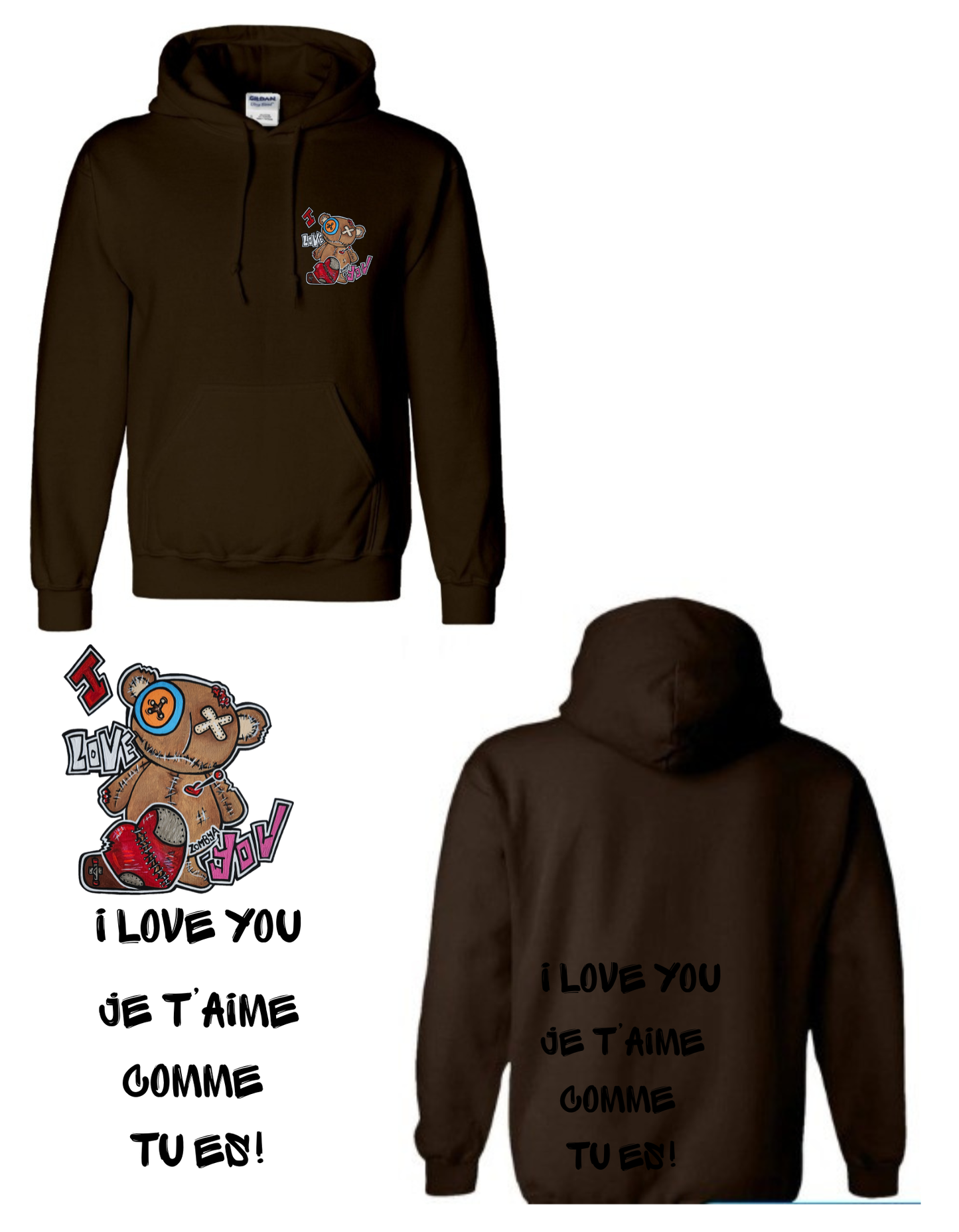 Gamme Positive Hoodies I love you
