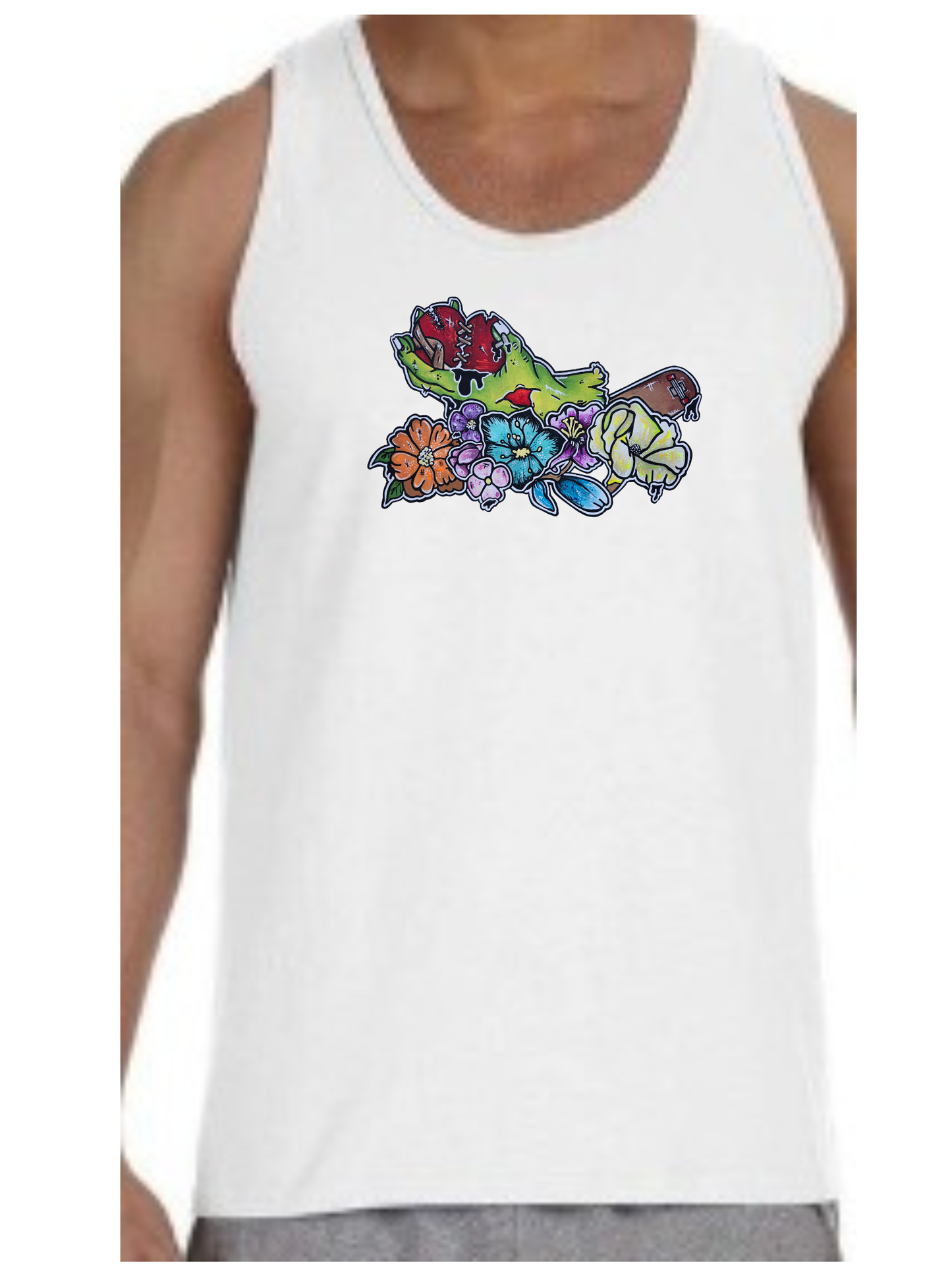 Camisole homme Main zombie coeur fleur