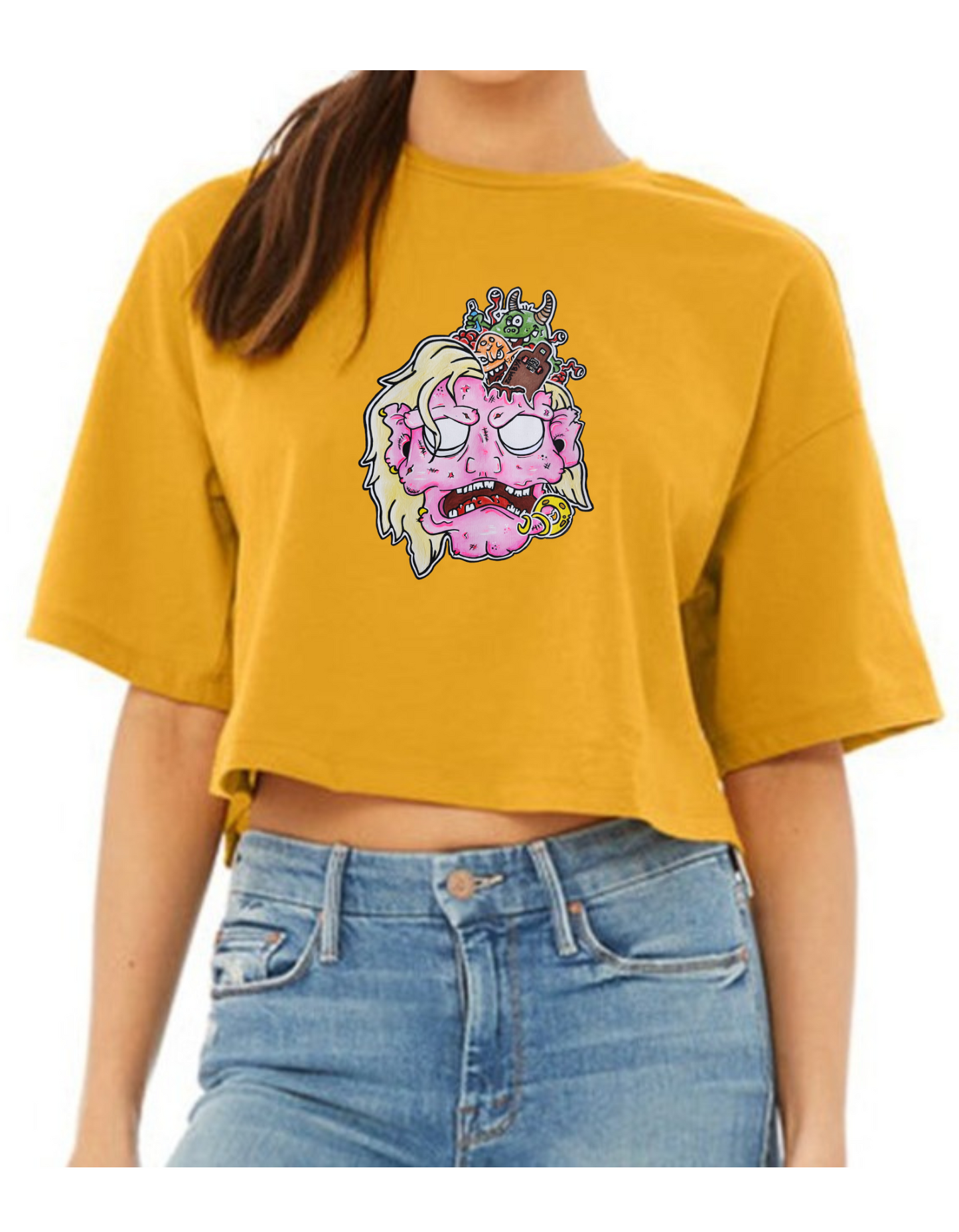 Crop top tête de zombie rose