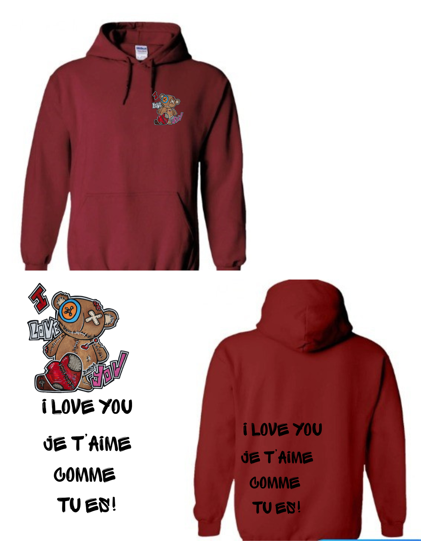 Gamme Positive Hoodies I love you