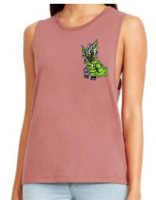 Camisole femme festival muscle Main zombie bouquet de fleur