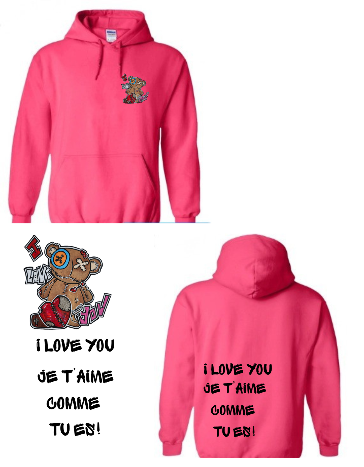 Gamme Positive Hoodies I love you