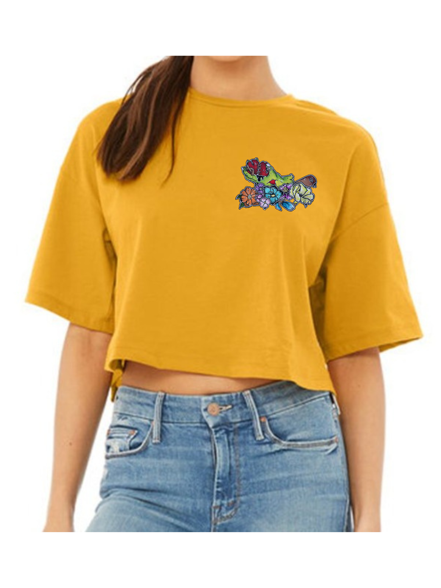 Crop top Main zombie coeur fleur