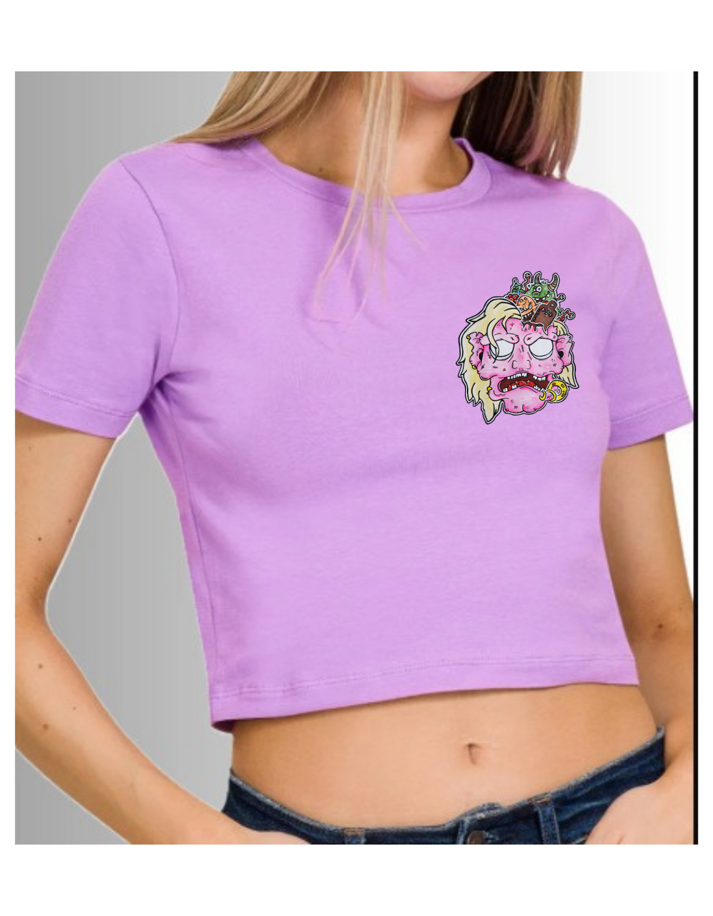 Crop top tête de zombie rose