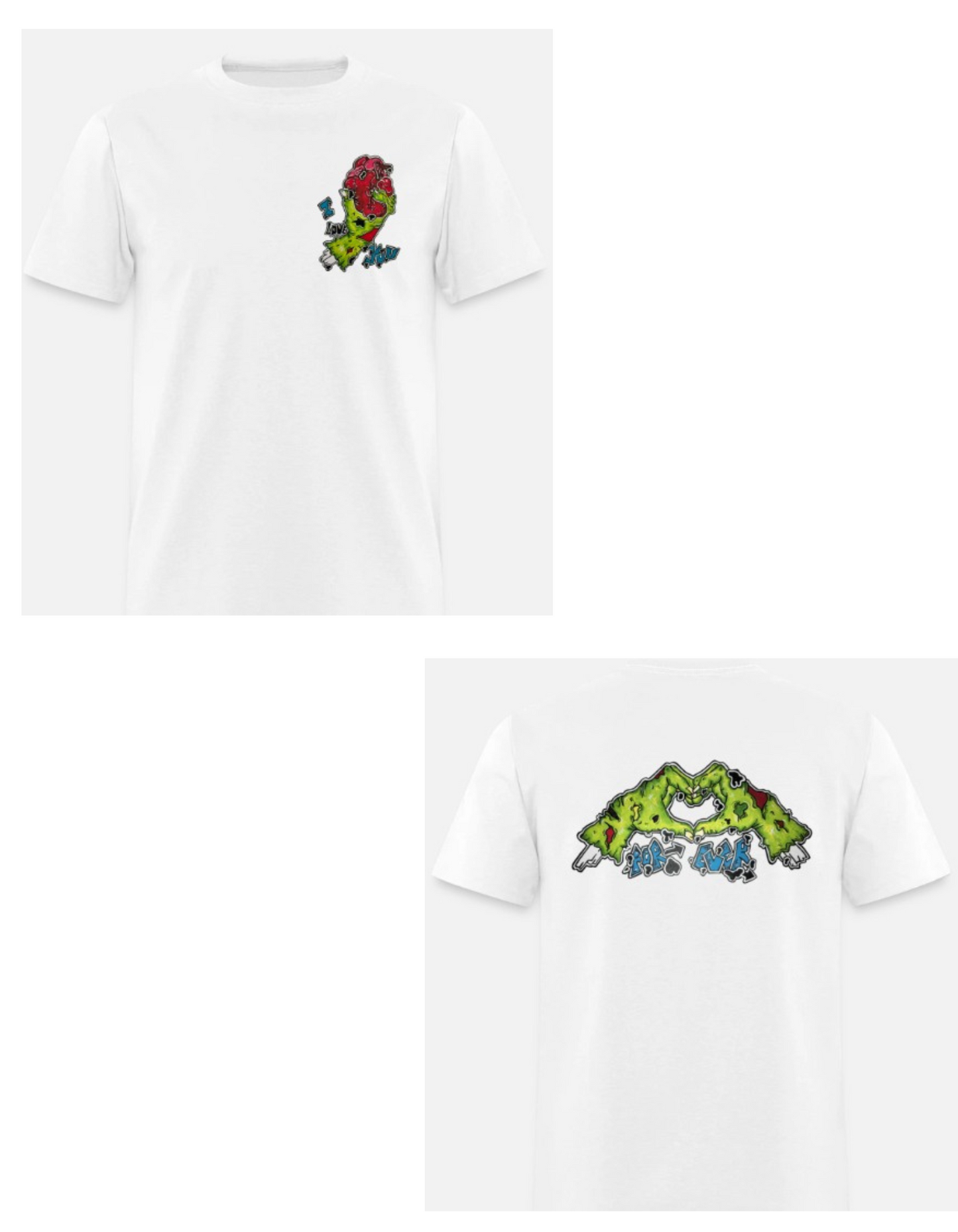 T-shirt combo main zombie coeur