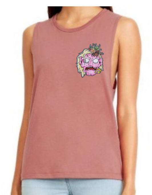 Camisole femme festival muscle Tête de zombie rose