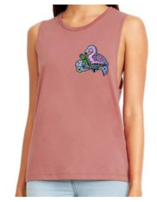 Camisole femme festival muscle flamant rose