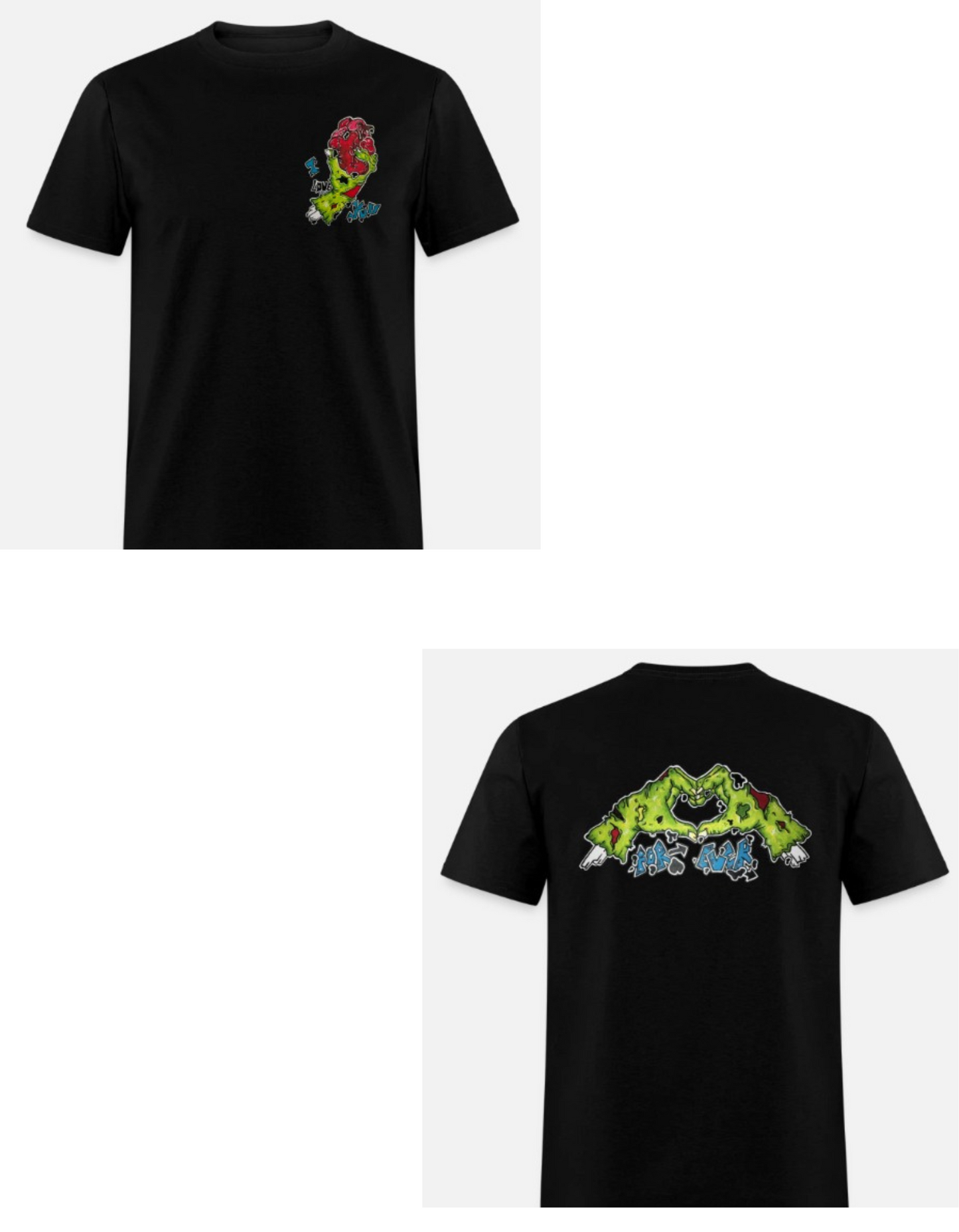 T-shirt combo main zombie coeur