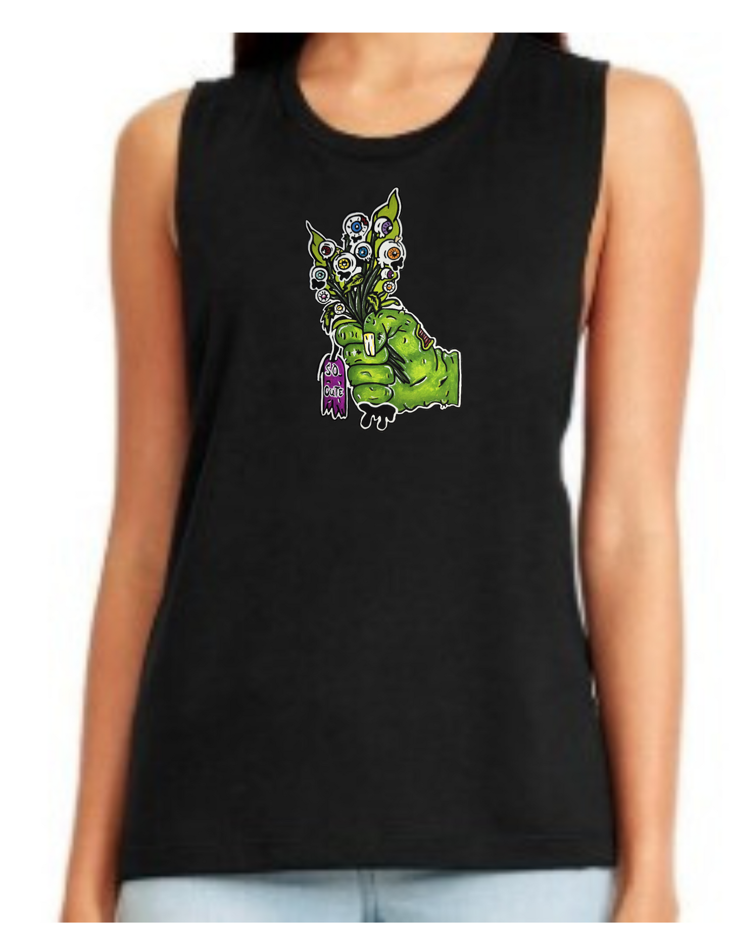 Camisole femme festival muscle Main zombie bouquet de fleur