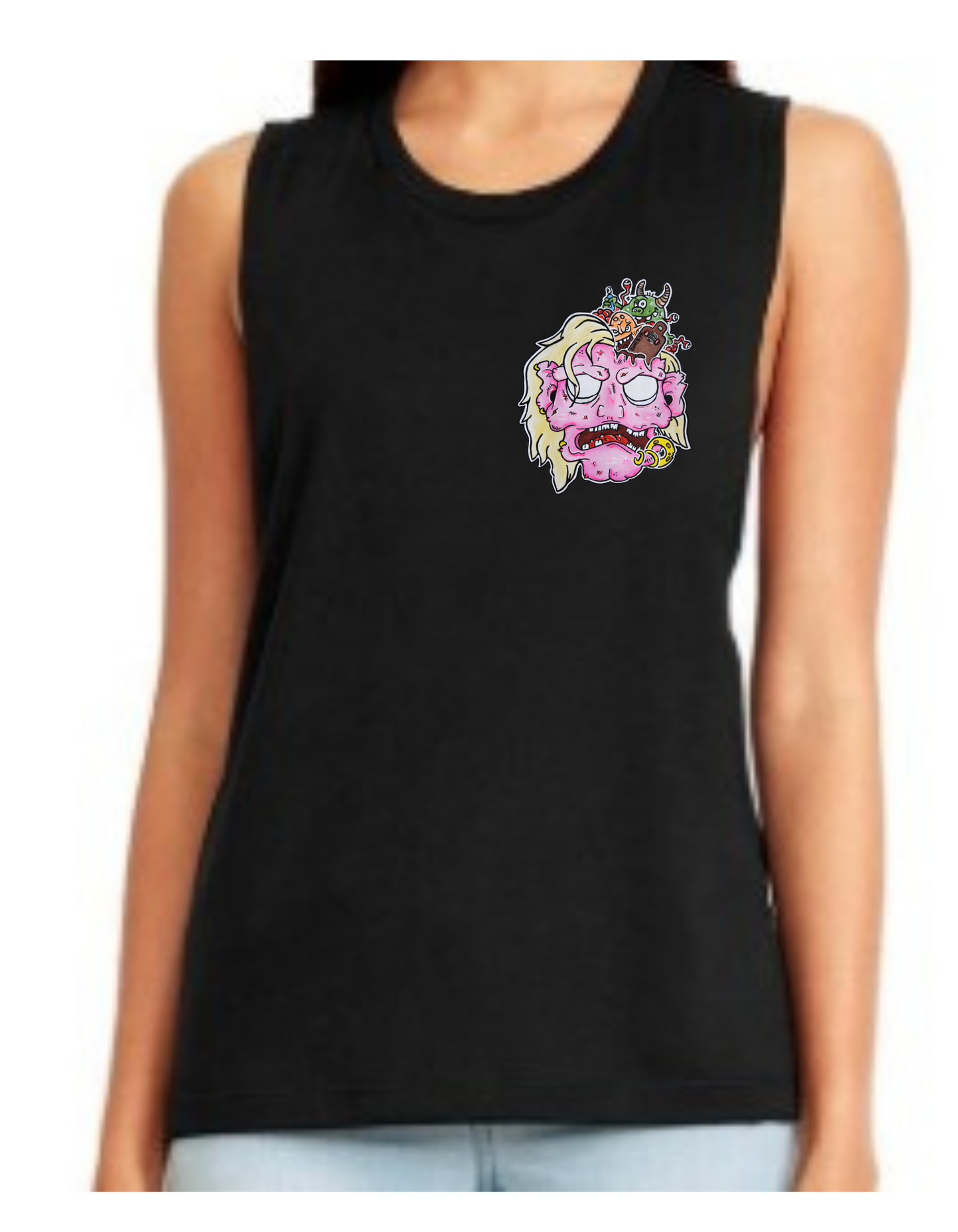 Camisole femme festival muscle Tête de zombie rose