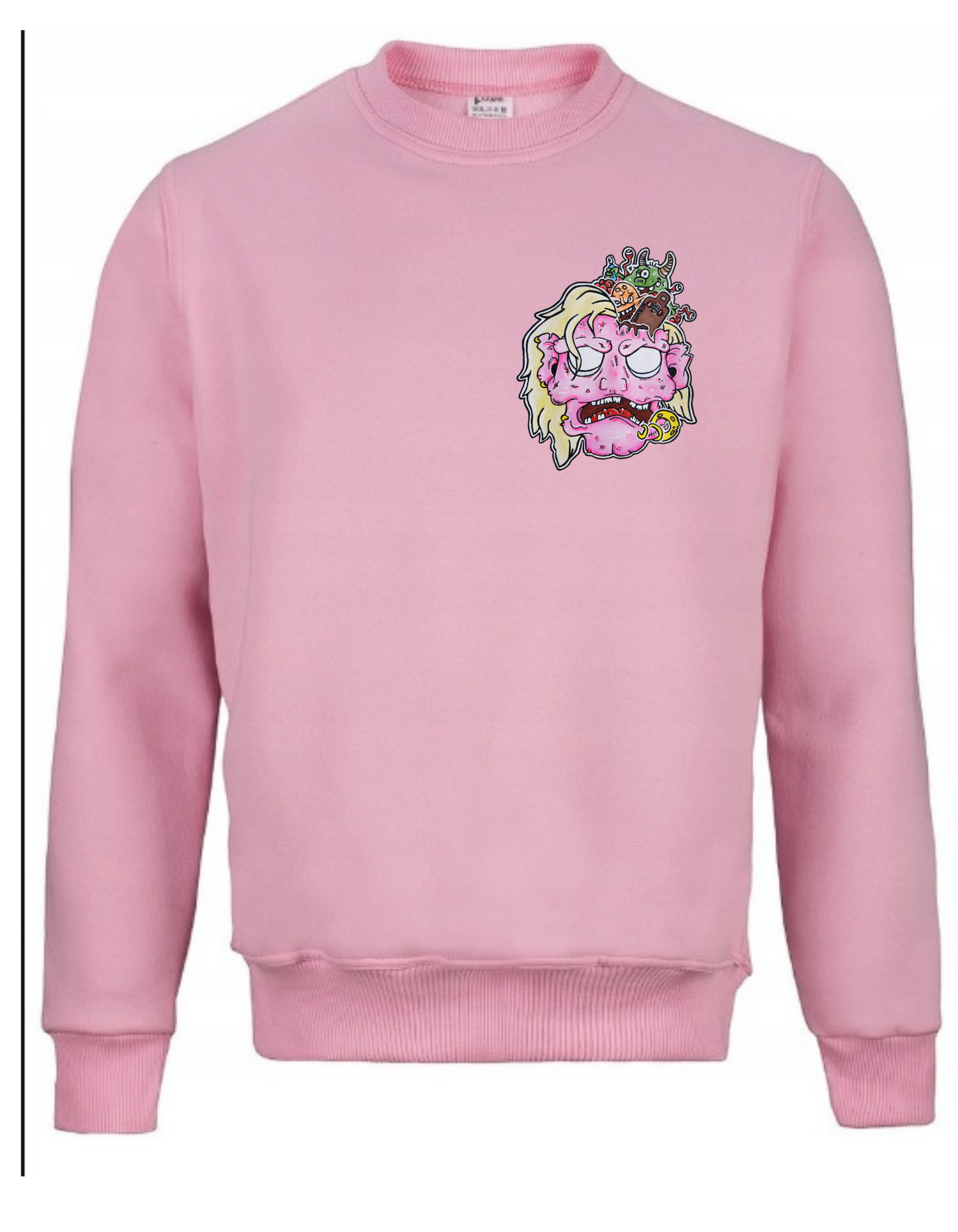 Crewneck tête de zombie rose