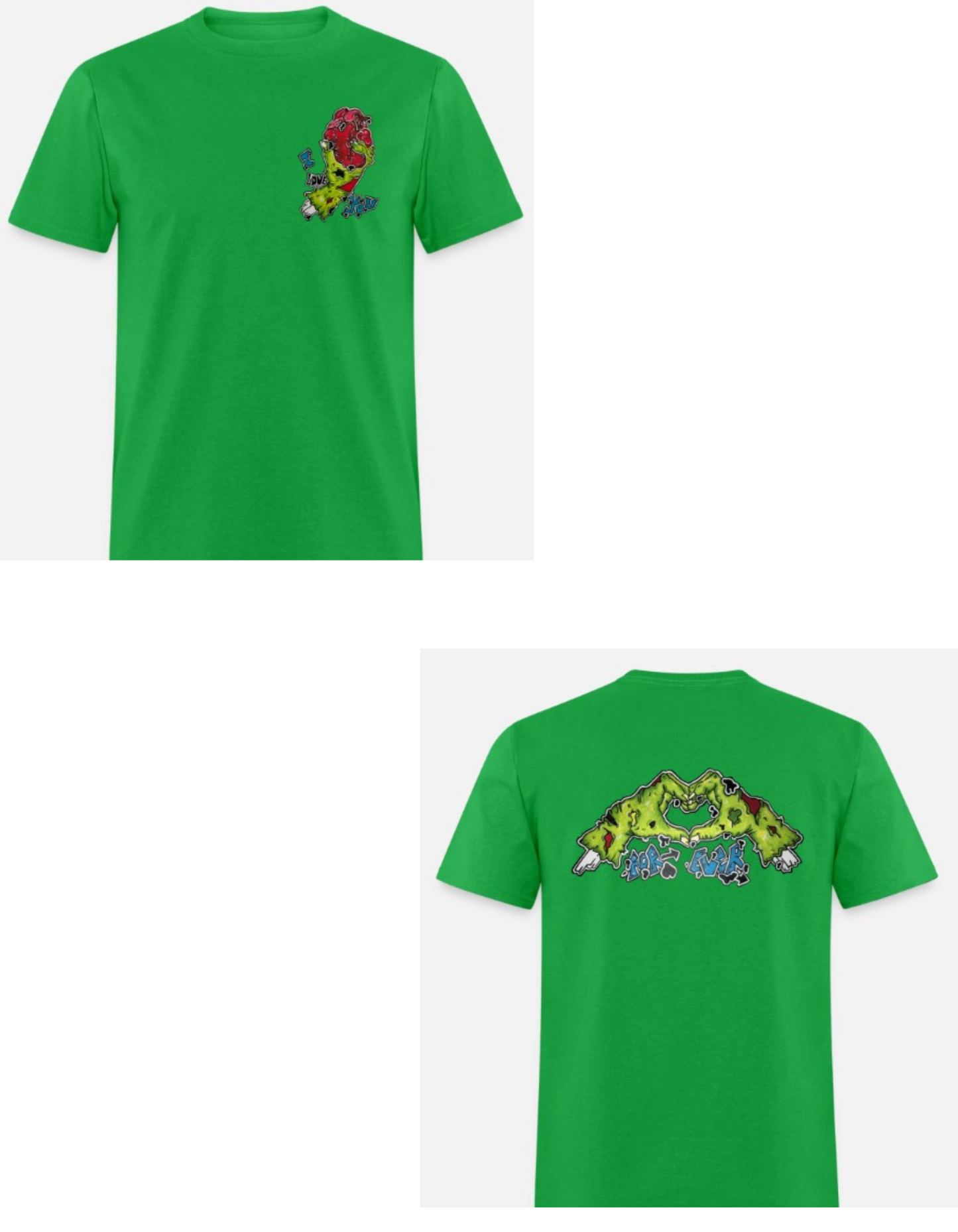 T-shirt combo main zombie coeur