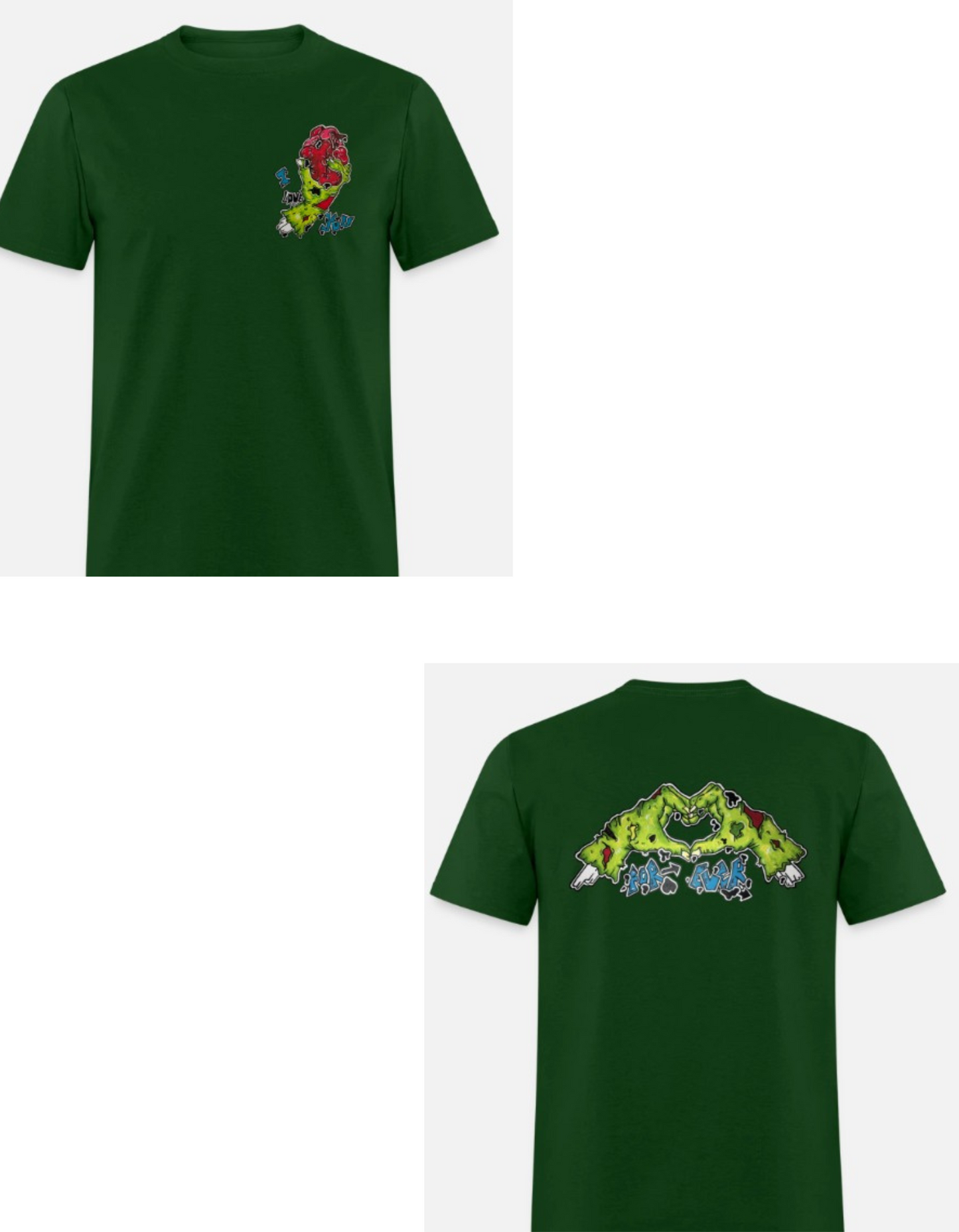 T-shirt combo main zombie coeur