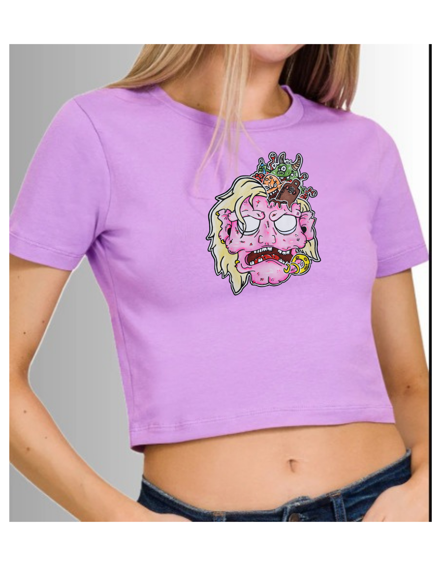 Crop top tête de zombie rose