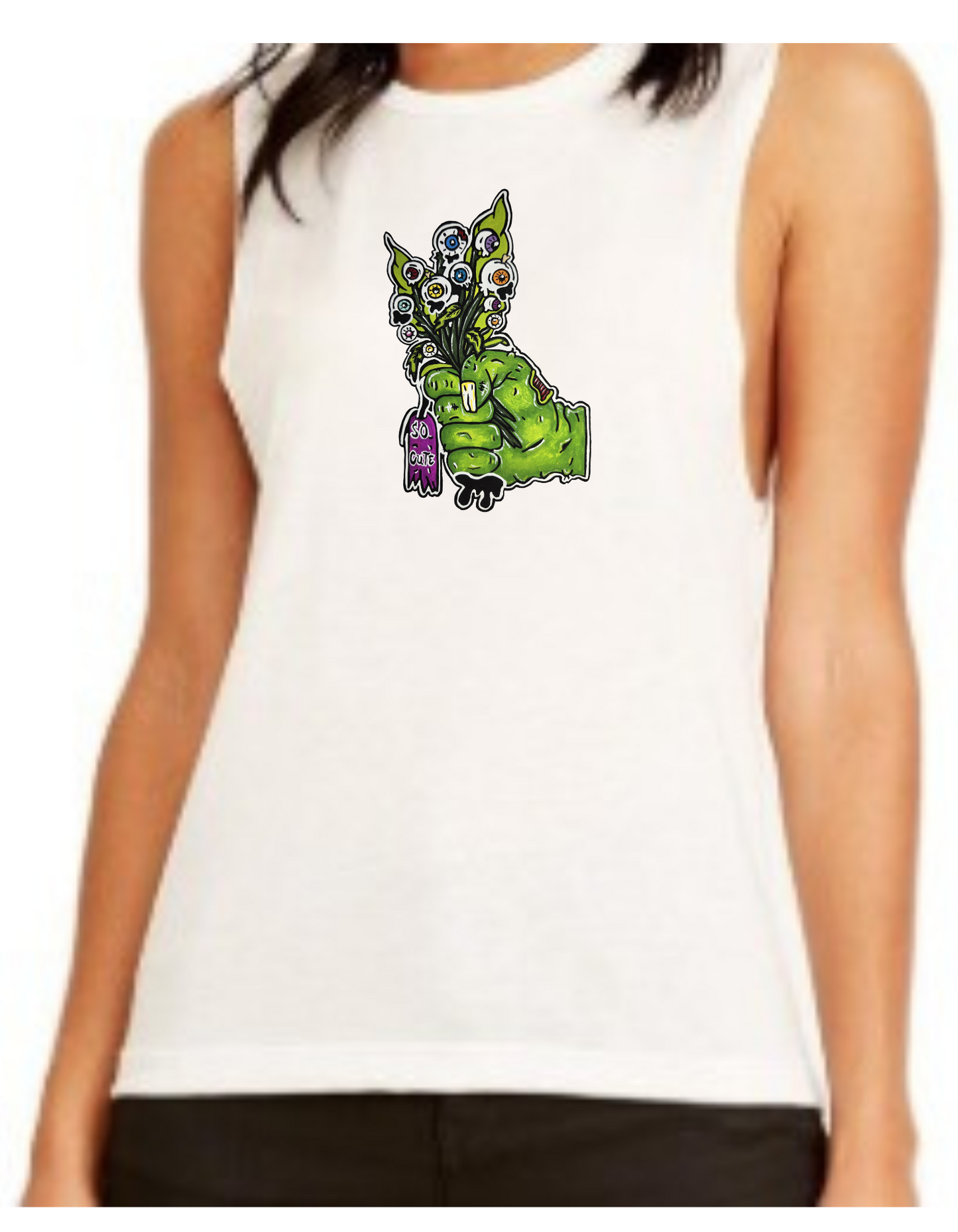 Camisole femme festival muscle Main zombie bouquet de fleur