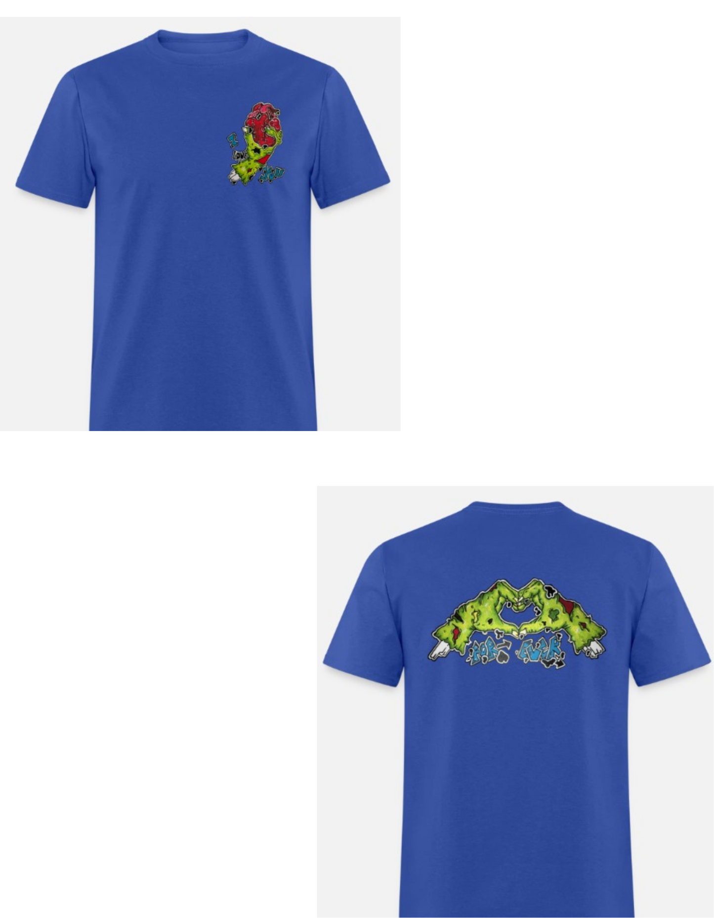 T-shirt combo main zombie coeur