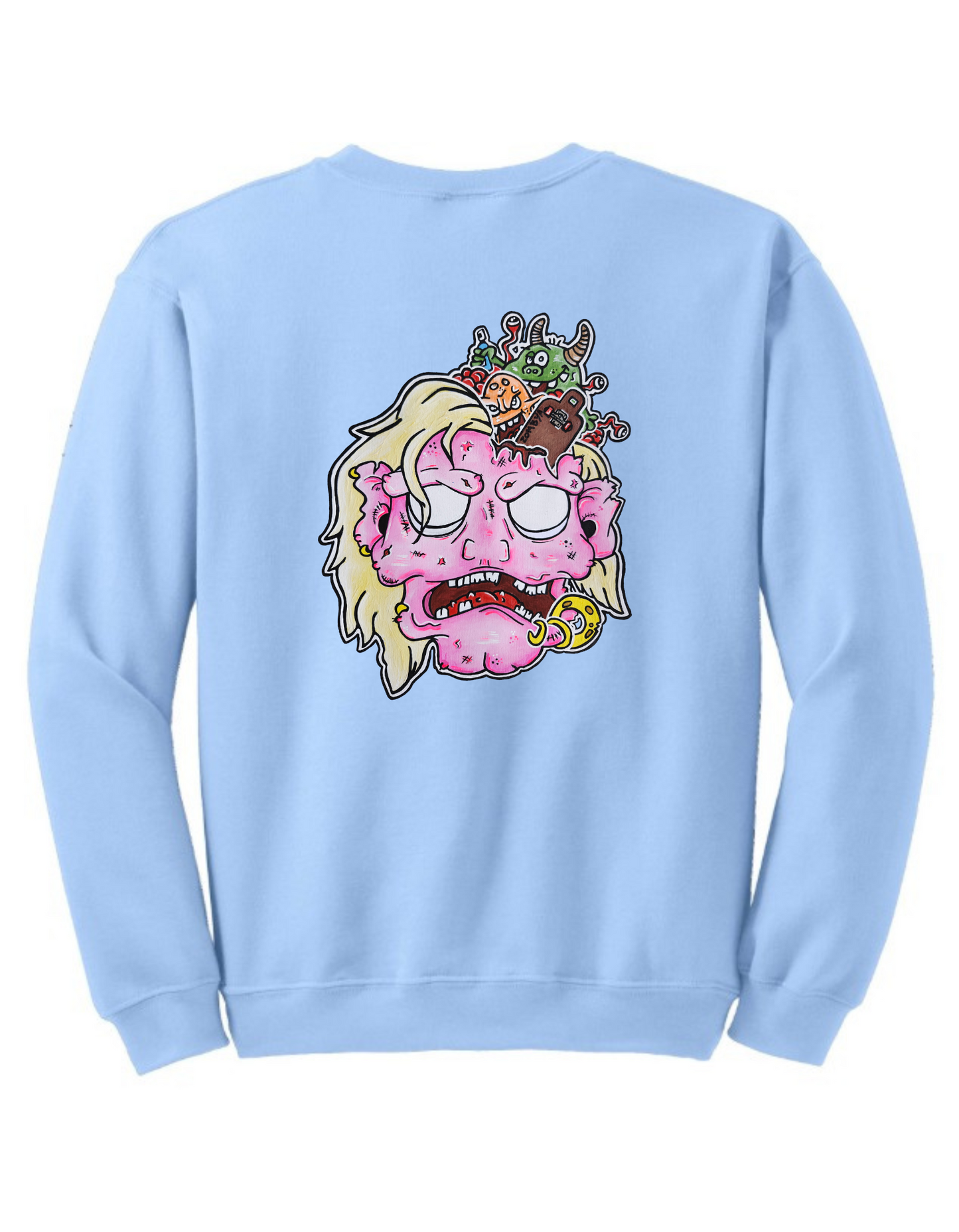 Crewneck tête de zombie rose
